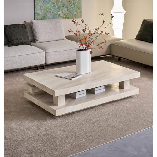 BNUTFRDD Coffee Tables Bar Cabinet Travertine Coffee Table Living Room Small Household Side Bedroom Sofa Table - Image 8