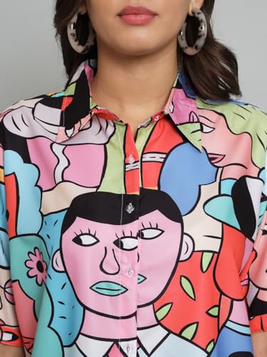Image of FUNDAY FASHION Women's Crepe Loose Fit Wear Boxy Fit Printed Casual Shirt
