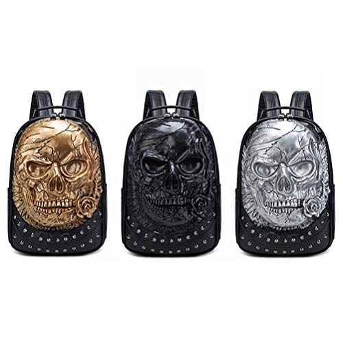 Mochila em formato de caveira 3D TENDYCOCOCO, bolsa de ombro com rebite gótico, realista, esqueleto