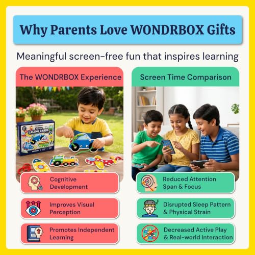 Image of WONDRBOX Montessori Lacing Cards Educational Toy for Kids | Ages 2-4 Years, Set of 3, 22 Cards & 6 Laces, Occupational Therapy, Autism Support