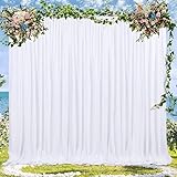 White Backdrop Curtains 2 Panels 5ft x 10ft Polyester Photo Backdrop Drapes for Wedding Party Background Decorations