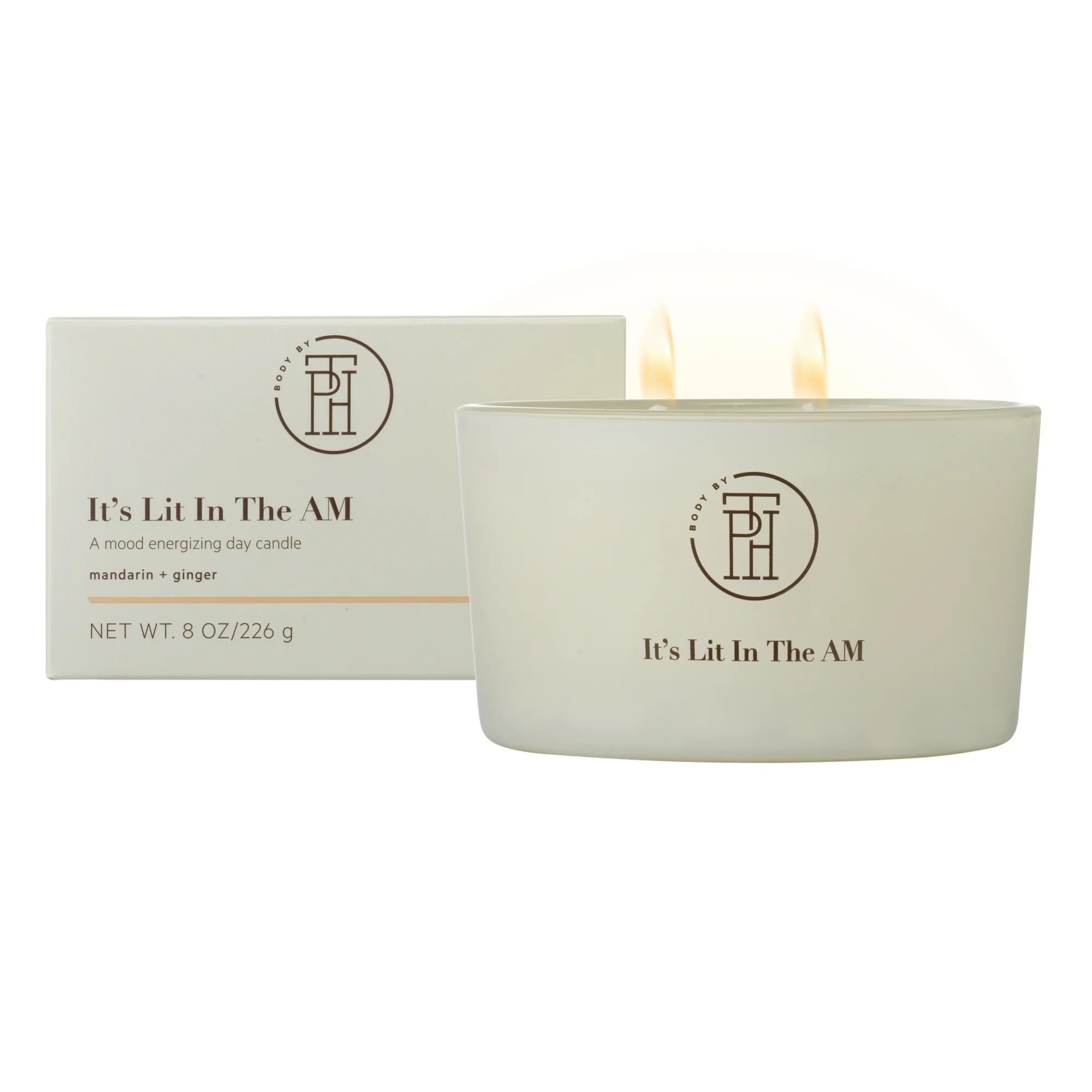 Body by TPH It’s Lit in The AM | Mandarin & Ginger Scented Soy Wax Blend Candle, 8 oz.