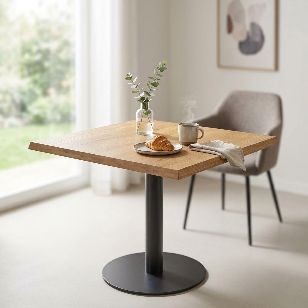 milani home - piano tavolo da pranzo 70 x 70 cm, marrone, MDF e HPL