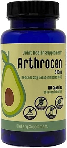 Arthrocen Suplemento para salud articular 300 mg de soja de aguacate no saponificable sin OMG sin lácteos sin gluten y sin mariscos suministro para