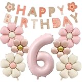 8 Stück Geburtstagsdeko 6 Jahr Mädchen, Gänseblümchen Deko 6 Geburtstag