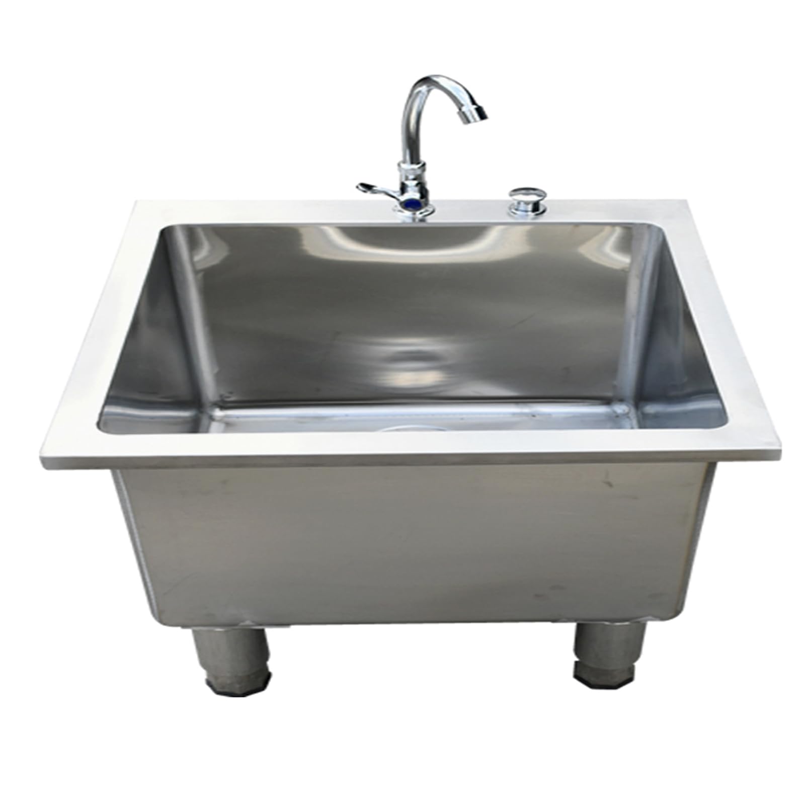 OLSKFUH Commercial Floor Mop Sink, Utility Free-Standing Commercial Sink, Stainless Steel Laundry Sink Wash Basin For Kitchen/Restaurant/Garages,