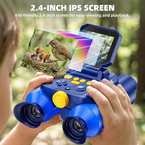 Binoculars for Kids with Night Vision, 2.4" IPS Screen Digital Binoculars with 20 Games & 8GB SD Card, 10X Optical Zoom, Rechargeable STEM Outdoor Toys Gifts for 4-12 Year Old Boys Girls - Image 2
