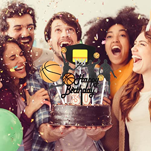 Bieufbji 6Pcs Basketball Cake Topper, Basketball Happy Birthday Cake Toppers For Man, Kids, Boy‘s, Basketball Sport Themed Birthday Party Cake Decoration #TOP3