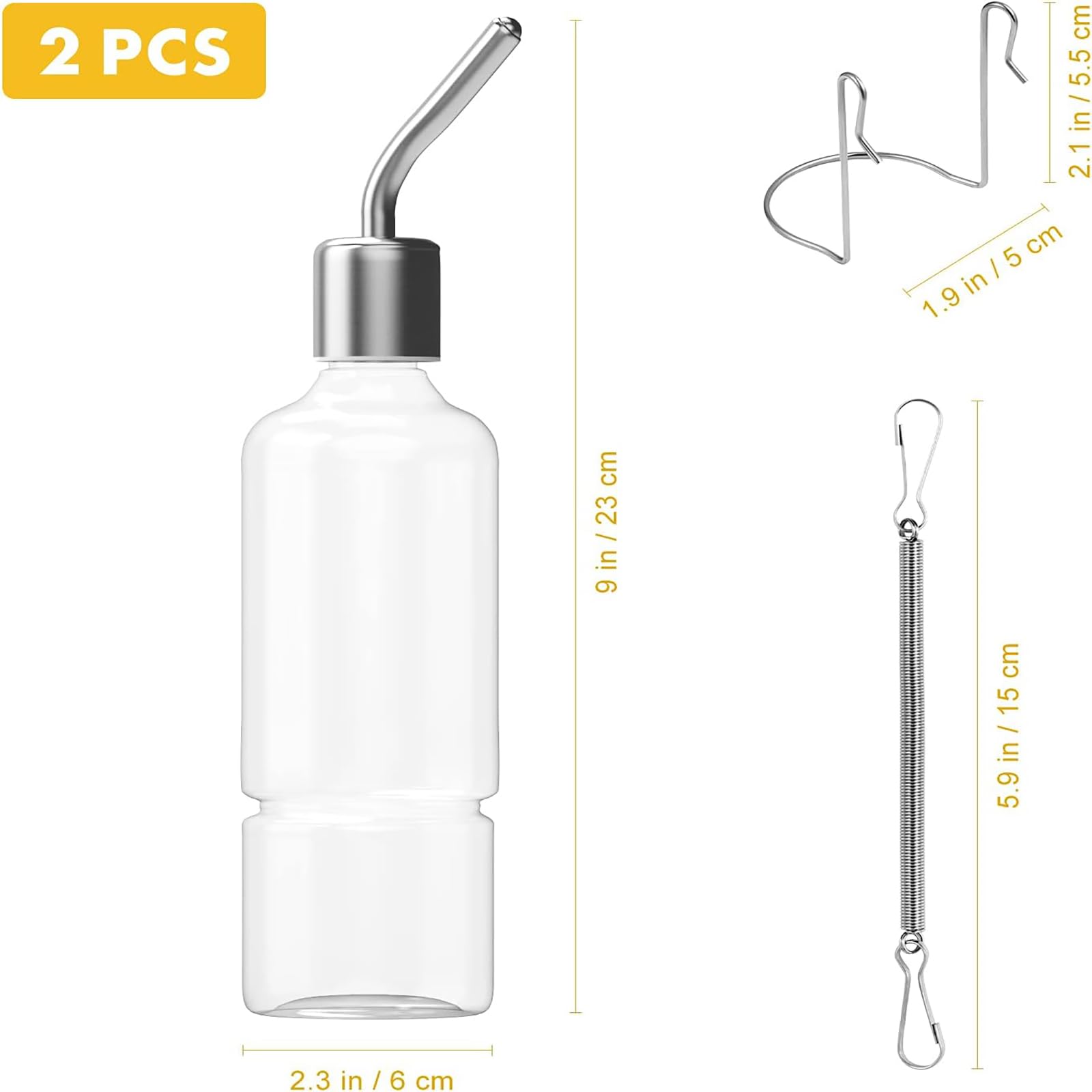 ZKFSIE 2 PCS Pet Water Bottle With Holder for Rabbits Chinchillas, Guinea Pigs, Small Puppy, Kitten and Ferrets - Image 2