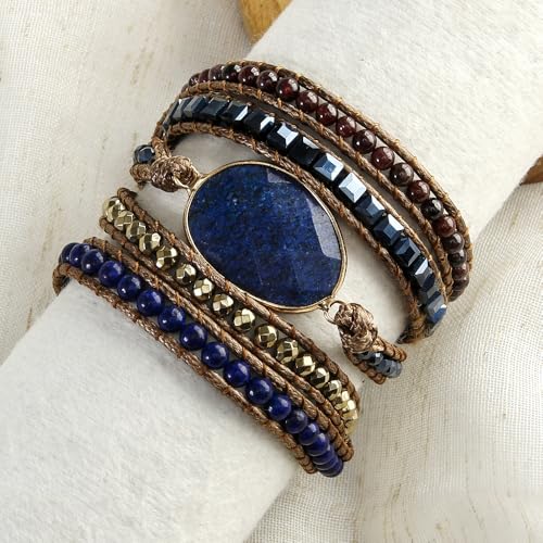Image of Boho Stone Wrap Bracelet for Women,Turquoise Beaded Bracelet Jewelry Gift