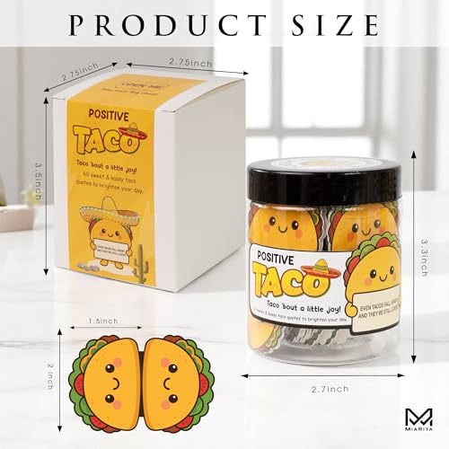 Positive Taco Jar – 60 Funny Emotional Support Taco, Back to School Gifts for Teachers, Students, Birthday Gifts for Women, Men, White Elephant Gift, Teen Girl Gifts Trendy Stuff, Friends Gifts - Image 3