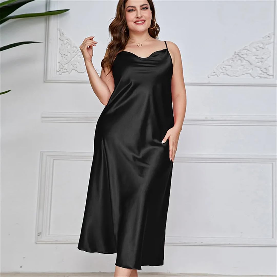 Women Satin Sleepwear Home Dressing Gown Bathrobe Strap Nightgown Nightwear Lingerie