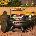 36 Inch Fire Pit with 2 Cooking Grills,Outdoor Wood Burning BBQ Firepit with Lid, 3-in-1 Outdoor Fire Pit for Backyard Deck Bonfire Patio Picnic - Image 2
