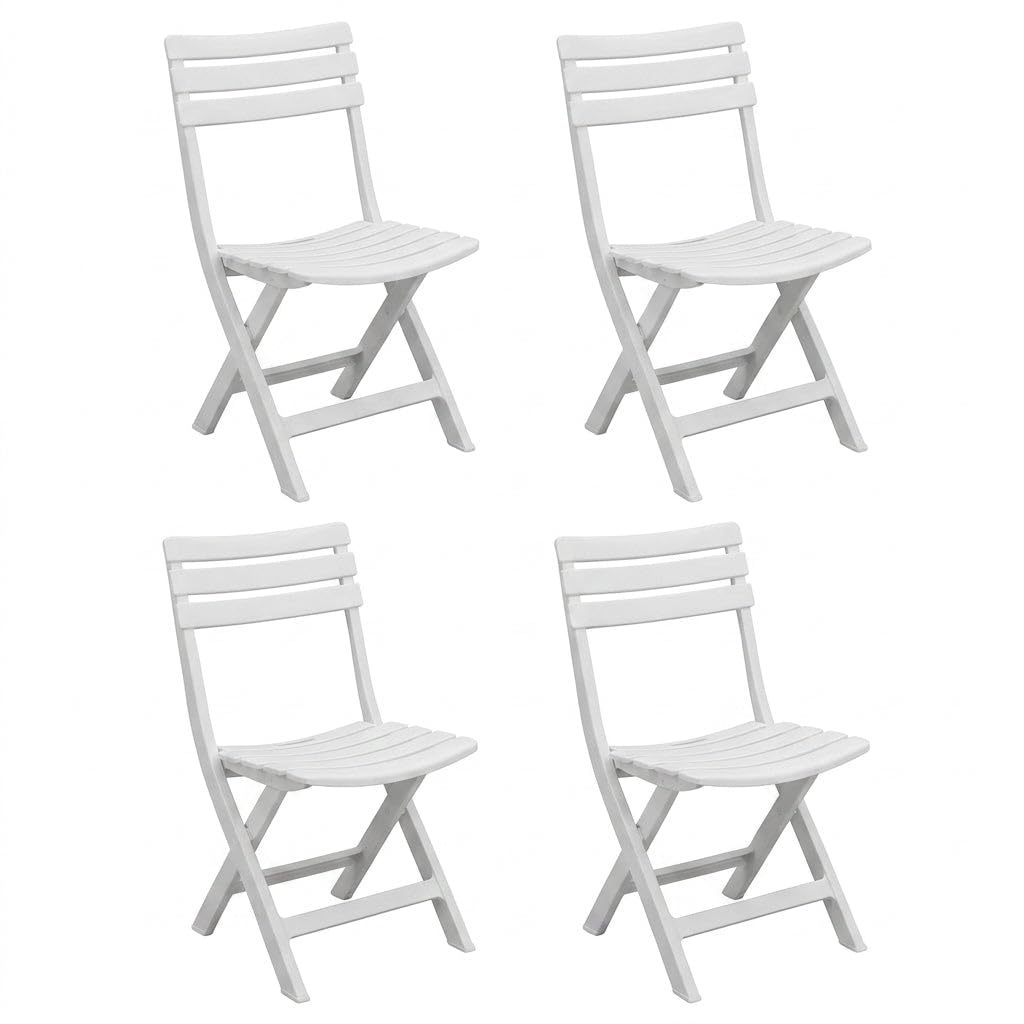 HEMAX Set 4 Sedie Pieghevoli Plastica Bianca Giardino Salvaspazio Gardenia | Sedute Richiudibili da Esterno Terrazzo Balcone Mobili per Eventi Catering Leggere e Resistenti Facili da Pulire Comode Casa