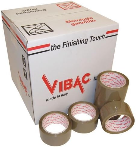 VIBAC 68702 48mm x 66m Buff Polyprop No Noise 831 Adhesive Packaging Packing Tape, Brown, 36 Rolls (Box)