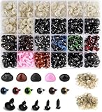 LYOKELC 600PCS Safety Eyes and Noses for Amigurumi – 6–14mm Colorful Crochet Eyes with Washers, Safety Eyes and Noses for Crocheting, Eyes for Crochet Animals and Plush Toys (Coloured)