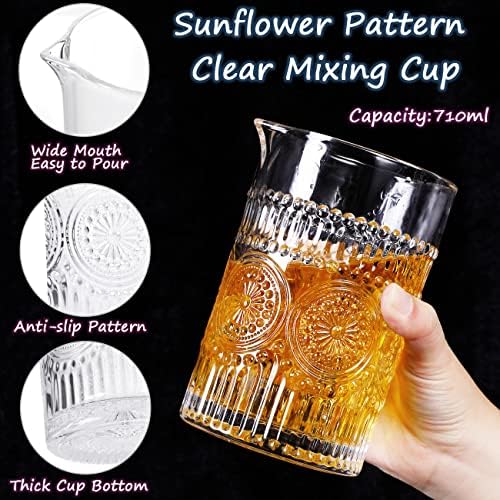 Gusnilo Cocktail Stirring Glasses for Whiskey Cocktail Mixing Glass 24oz Mixing Glass Mixing for Stirring Drinks,Old Fashioned Crystal Bar mixing Glass 710ml Cocktail Stirring Glasses 2PCS - Thumbnail 5