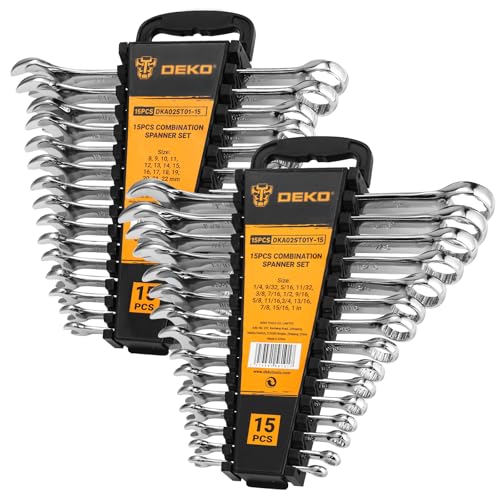 DEKOPRO Combination Wrench Set, SAE&Metric, 30-piece, 1/4'' to 1'' & 8-22mm, 12-Point, Chrome...