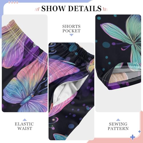 Galaxy Butterfly Pattern Boys Long Pants Soft Trousers Elastic Waist Kids Lounge Bottoms with Pockets S-XL4