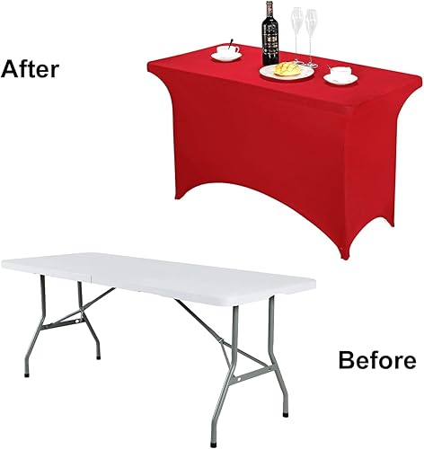 Miniatura 34 de FORLIFE Paquete de 6 manteles de elastano, de ajuste universal para mesas rectangulares de 6 pies, para patios, bodas, banquetes, fiestas