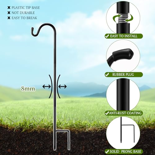 Image of 1 Pcs Shepherds Hook for Outdoor Adjustable Bird Feeder Pole Metal Steel Shepherd Hooks for Hummingbird Stand Feeder Pole for Garden Plant, Lantern, Hanging Wedding Decor (24 Inch)