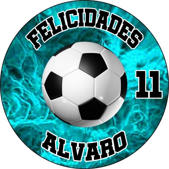 MDA Foto Comestible, OBLEA o Papel de AZÚCAR, FÚTBOL, ELIJA SU EQUIPO HAGA click en 'Personalizar ahora', Personalizada Foto con Nombre, Edad y Texto, para Tartas y Magladenas de Cumpleaños. Disco 1
