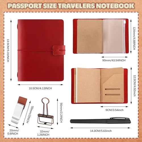 Journal de voyage rechargeable en cuir format passeport vin