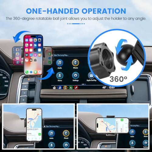 Image of Car Phone Holder Compatible with Chevy Suburban Tahoe /GMC Yukon 2021-2024 Accessories 10.2-Inch Screen Fixed Clip, Cell Phone Mount with Dash Center Console Organizer Hands-Free 360 Rotation