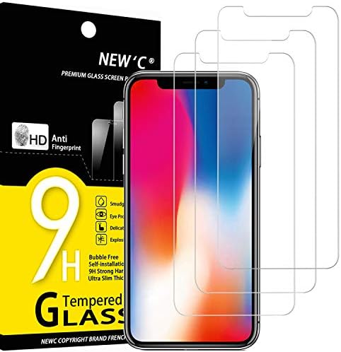NEW'C 3 Pack Designed for iPhone 11 Pro and iPhone X and iPhone XS Screen Protector Enhanced Tempered Glass Protection, Case Friendly Anti Scratch Bubble Free Ultra Resistant