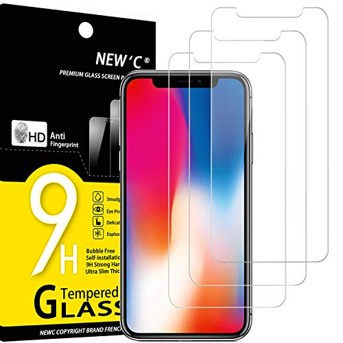 NEW'C 3 Pack Designed for iPhone 11 Pro and iPhone X and iPhone XS Screen Protector,Enhanced Tempered Glass Protection, Case Friendly, Bubble Free Ultra Resistant by NEW'C - Used condition - US$5.29