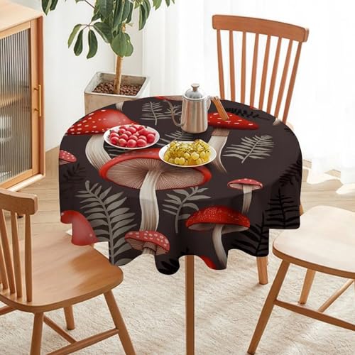 Nappe ronde champignons rouges lavable pour table de cuisine - 6