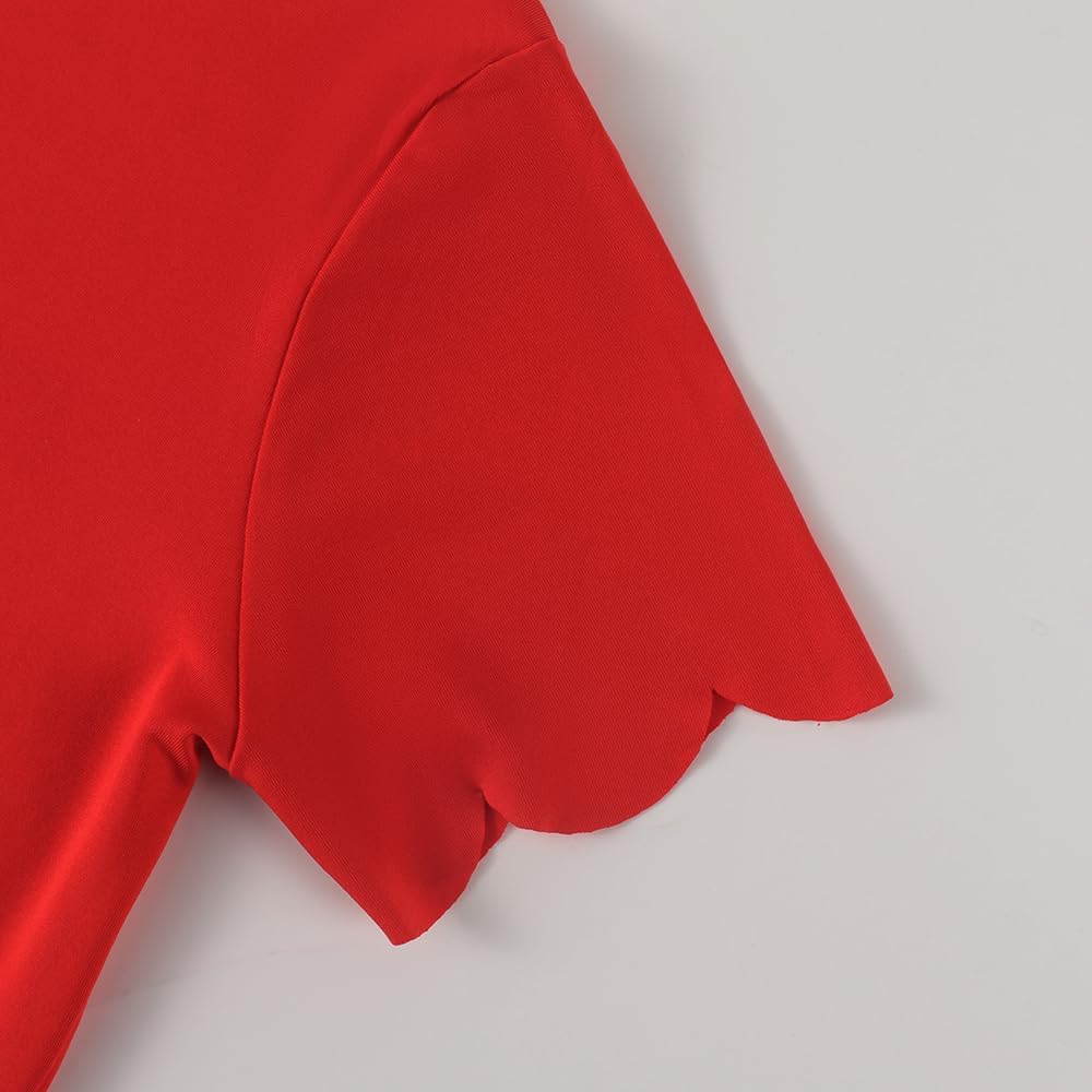 Noomelfish Girls Short Sleeve Scalloped Edge T-Shirts Casual Cute Summer Tee Tops Blouse (5-12 Years) - Image 3