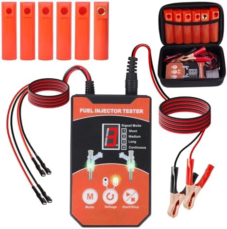 Universal Fuel Injector Cleaning Tool Kit, 6 Sizes Cleaning Adapters, 8 Pulse Modes, 12V/5V Injector Tester, 4 Output Power Unit
