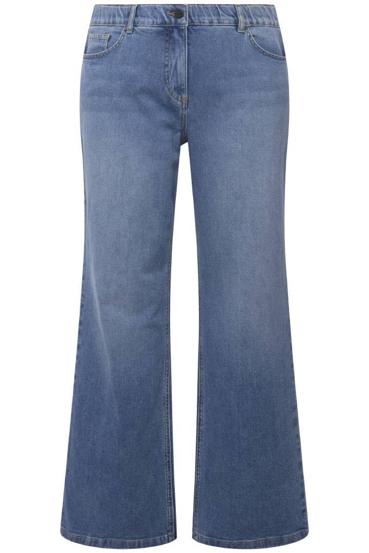 Ulla Popken Damen Marlenejeans Mary, Weites Bein, Komfortbund, Biobaumwolle Jeans