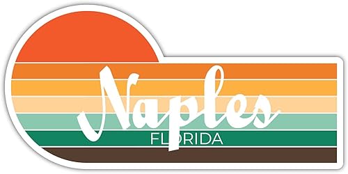 Nápoles Florida - Adhesivo de 2 x 1.25 pulgadas, diseño estético retro vintage Sunset City 70