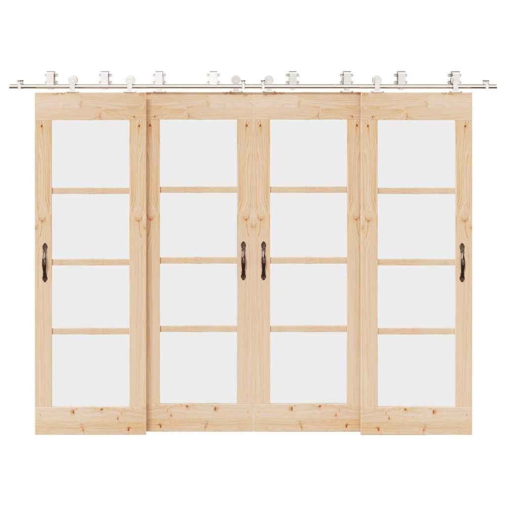 Kit Binari Drzwi przesuwne Bypass 366 cm Stal nierdzewna Srebrny