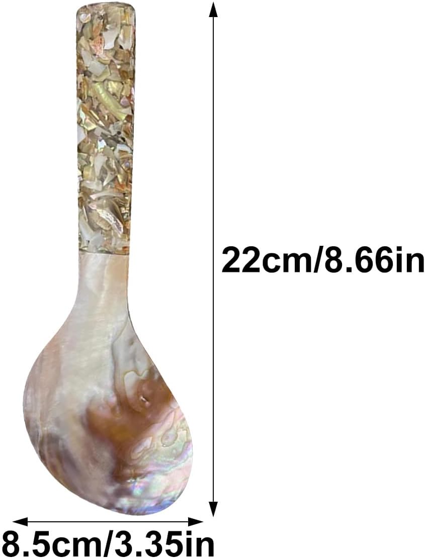 Mother of Pearl Shell Spoon, 8.66x3.35inch Caviar Spoon for Coffee Salt Jam Spices Restaurant Home Kitchen Tool Cooking, Pink