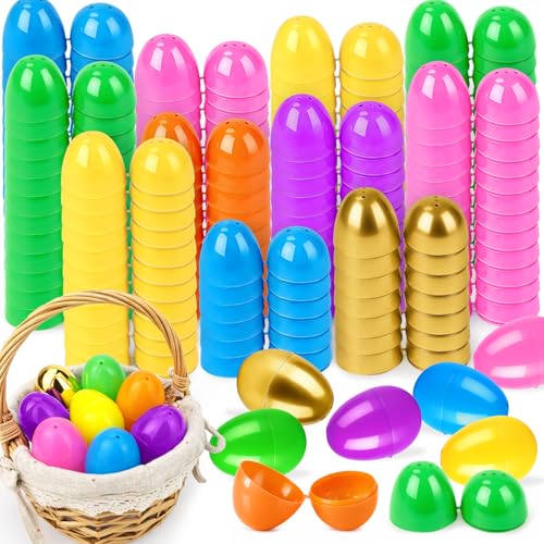 Leetous 72-288 pcs Easter Plastic Eggs with Golden Eggs