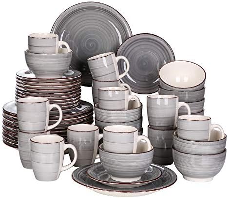 vancasso Bella Dinner Set for 4, Stoneware Plate Bowl Set Handpainted Tableware, 16 Piece Colorful Dinner Service with Dinner Plate/Dessert Plate/Cereal Bowl/Mug, Rustic Chic Style
