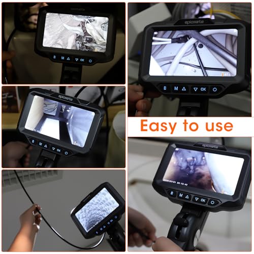 Epicmate Two-Way Articulating Borescope,0.24in Probe, 5\" Inspection Endoscope Camera with Light,Flexible Industrial Boerscope Snake Camera for Automotive, HVAC & Mechanics-3.3FT