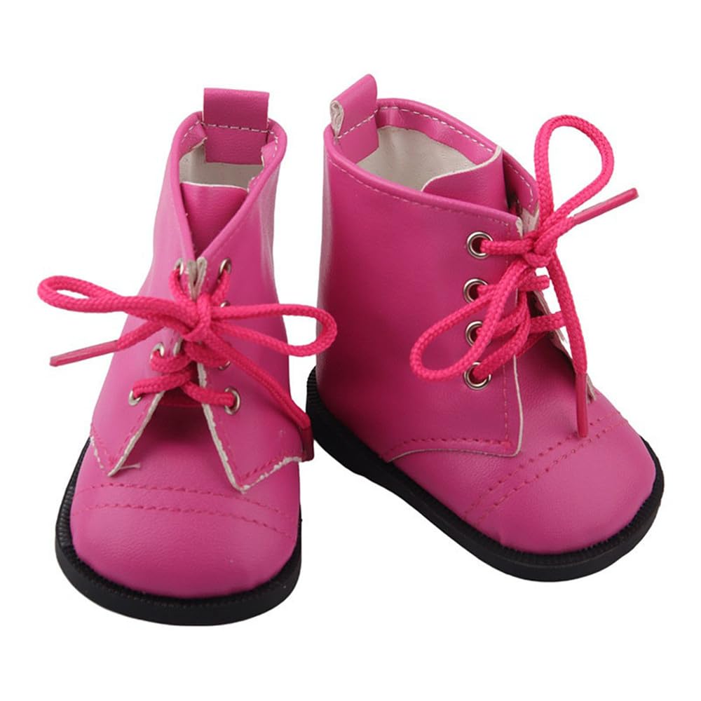 Uterui 18in Doll Lace-up Boots 46cm American Doll Casual Shoes Costume Accessory (Rose Red) — image 1