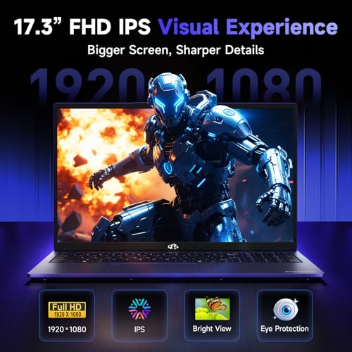 NIMO 17.3" IPS FHD-Gaming-Laptop, AMD Ryzen 5 6600H 16GB DDR5 RAM 512GB SSD (Beat i7-1165G7 Up to 4.5GHz) Radeon 660M GPU-Computer with 100W Type-C Backlit Keyboard Fingerprint, for Student image 4