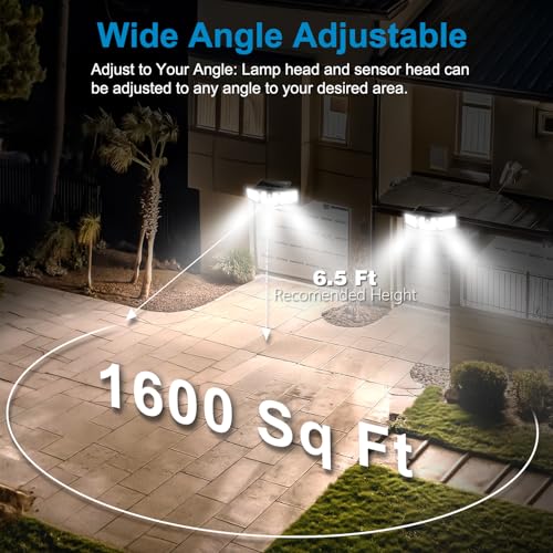 Outdoor Solar Motion Sensor Lights - 2 Pack, High Brightness, Cordless, Adjustable Heads, Wide Angle Illumination, Waterproof, Security Wall Light for Americans