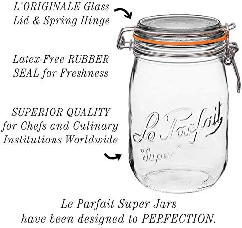 Le Parfait Super deluxe mason jar, French glass, 750 ml, 6 pieces - 6