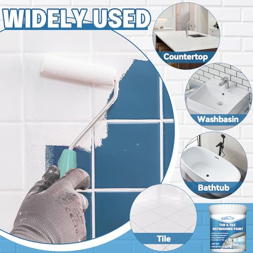 Galitoon CZQ-PA-0712 Tub And Tile Refinishing Kit, Tile Paint Touch Up Paint 35Oz With Tools, Odorless Diy Countertop Paint For Wall, White Paint For Fiberglass/Bathroom/Floor/Cabinet/Kitchen/Porcelain thumb #1