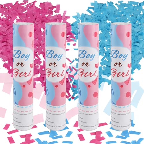badaren Confeti Gender Reveal, Cañon Confeti, Confeti 2 rosa y 2 ...