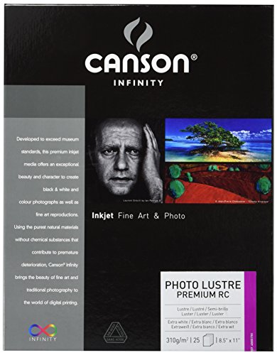 Canson Infinity Photo Lustre Premium Photographic Paper for Black and White, and Color Reproductions, 310 Grams, 8.5 x 11 Inch, 25 Sheets