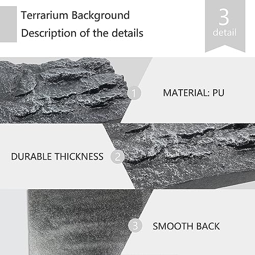 Image of 4pcs Rock Terrarium Background,3D Reptile Tank Background Board,Amphibian Stereo Backdrop Wall,Lizard Snake Gecko Spider Chameleon Turtle Fish pet silo Background Decorative Panel