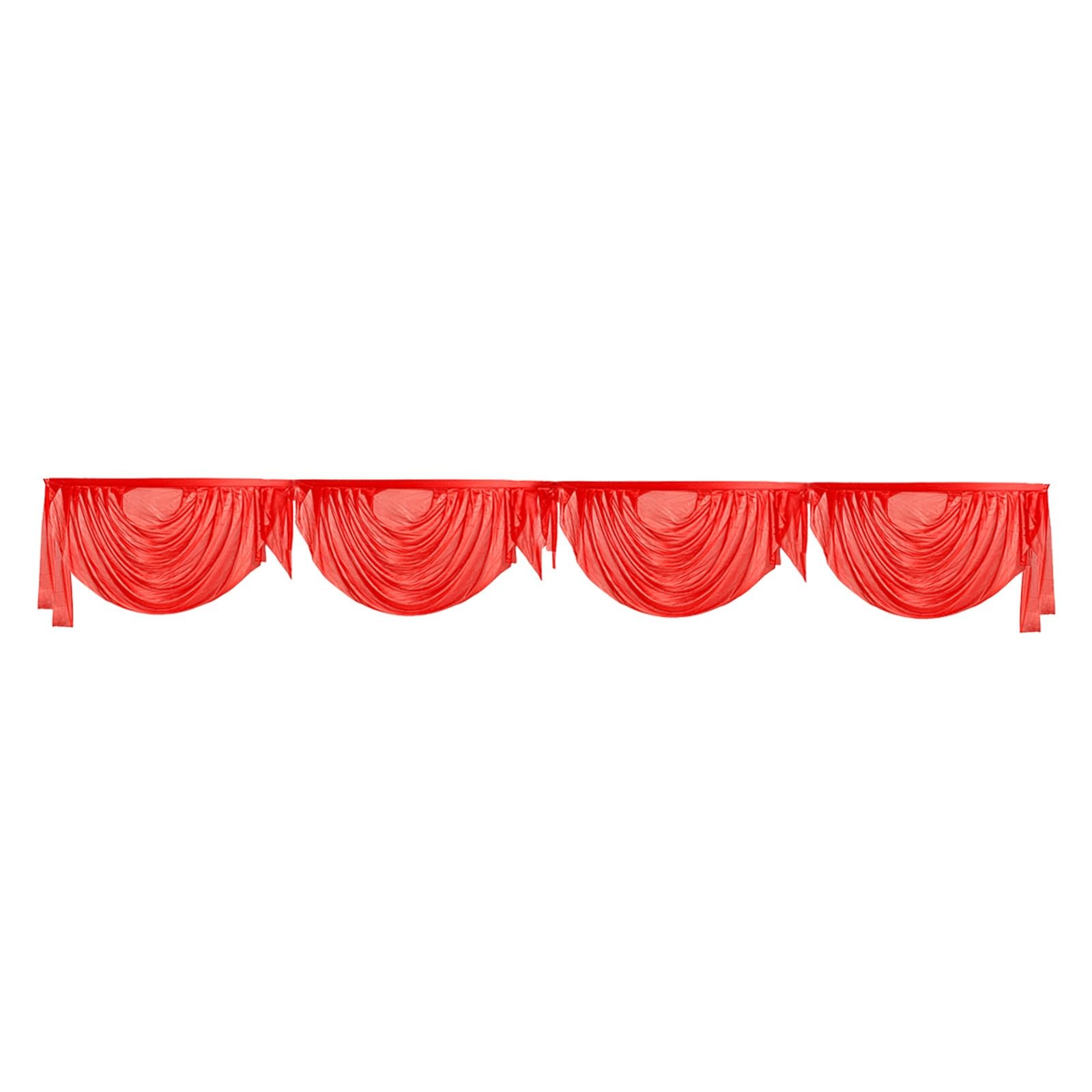 Ice Silk Swag Valance Window Curtain, 300CM Drapes for Wedding, Party, Home, Hotel Decorations Indoor and Outdoor (Red)