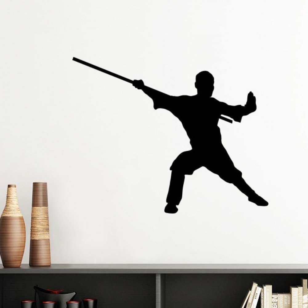 Sticker kung fu de qualité supérieure motif silhouette moine de shaolin